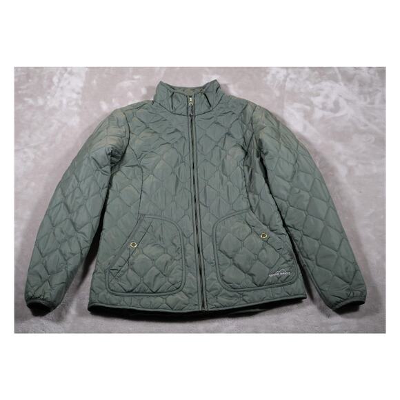 Eddie Bauer Jacket Womens Medium Green Quilted Full Zip Lightweight Outdoor Coat - Picture 1 of 5
